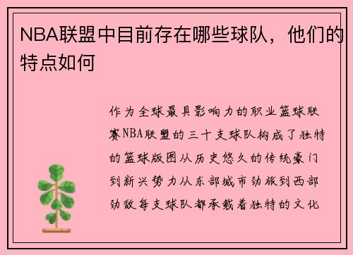 NBA联盟中目前存在哪些球队，他们的特点如何